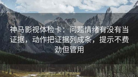 神马影视体检卡：问题情绪有没有当证据，动作把证据列成条，提示不费劲但管用