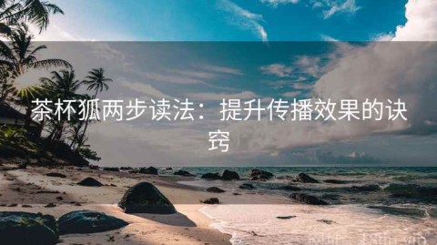 茶杯狐两步读法：提升传播效果的诀窍