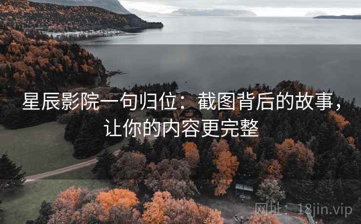星辰影院一句归位：截图背后的故事，让你的内容更完整