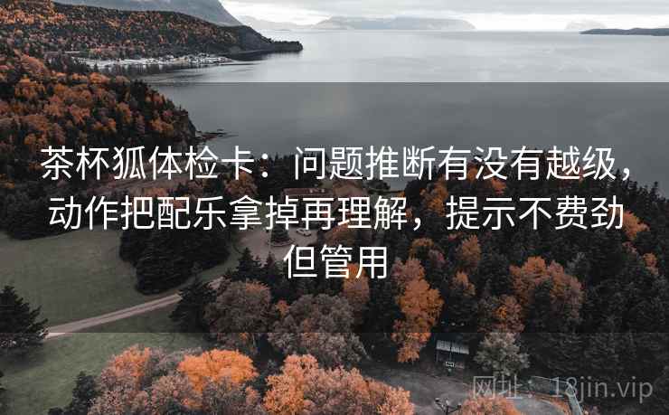 茶杯狐体检卡：问题推断有没有越级，动作把配乐拿掉再理解，提示不费劲但管用